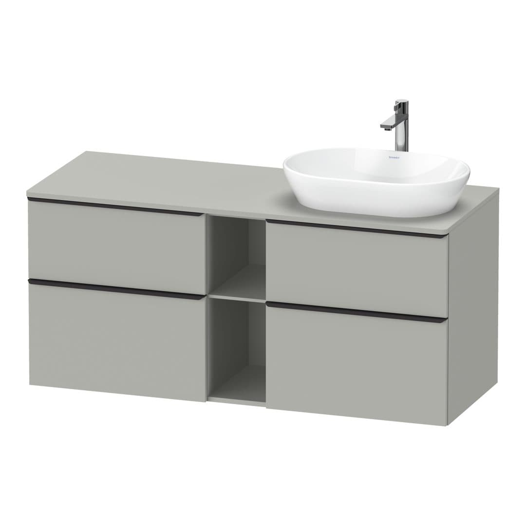 Duravit D-Neo – Έπιπλο Νιπτήρα – 1400 mm, για κονσόλα, 4 συρτάρια, νιπτήρας δεξιά, Diamond black Matt – Concrete grey Matt, Decor (DE4970RBD070000)