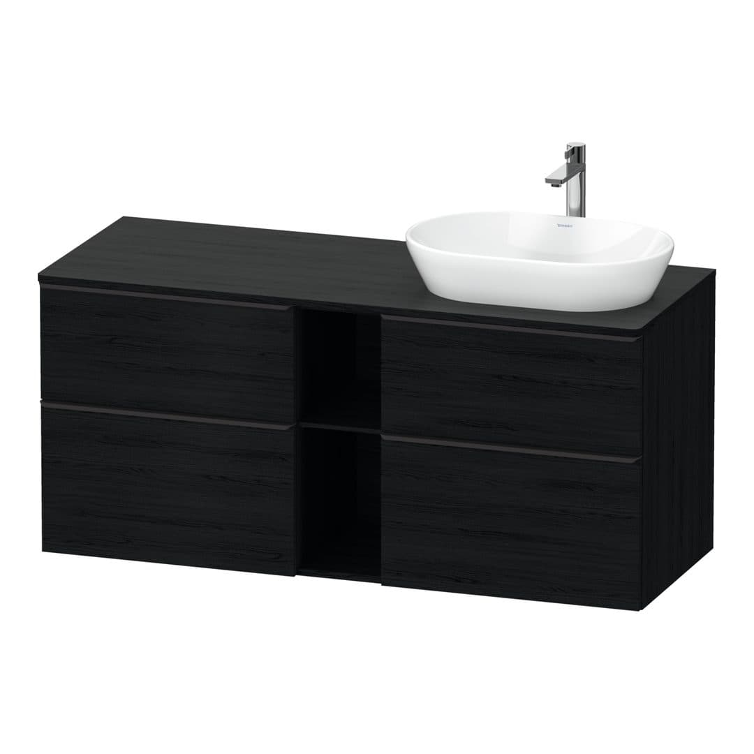 Duravit D-Neo – Έπιπλο Νιπτήρα – 1400 mm, για κονσόλα, 4 συρτάρια, νιπτήρας δεξιά, Diamond black Matt – Black oak Matt, Decor (DE4970RBD160000)