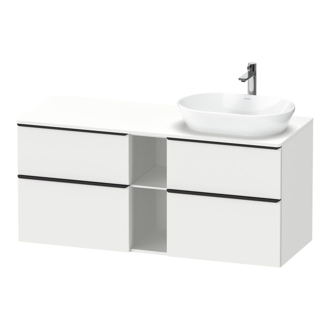Duravit D-Neo – Έπιπλο Νιπτήρα – 1400 mm, για κονσόλα, 4 συρτάρια, νιπτήρας δεξιά, Diamond black Matt – White Matt, Decor (DE4970RBD180000)
