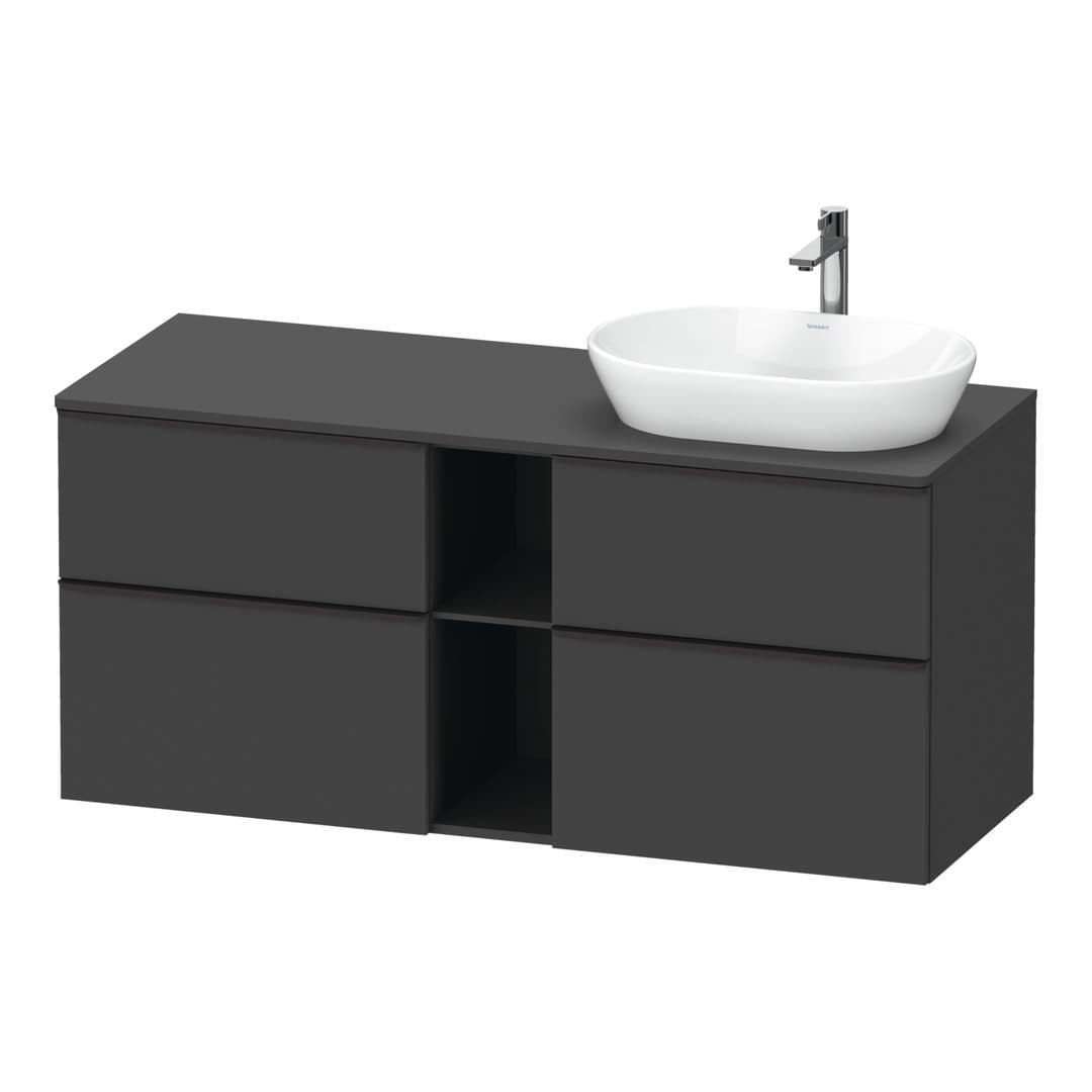 Duravit D-Neo – Έπιπλο Νιπτήρα – 1400 mm, για κονσόλα, 4 συρτάρια, νιπτήρας δεξιά, Diamond black Matt – Graphite Matt, Decor (DE4970RBD490000)