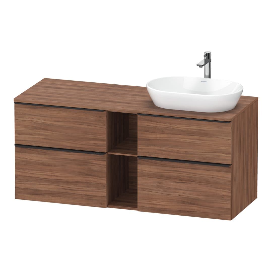 Duravit D-Neo – Έπιπλο Νιπτήρα – 1400 mm, για κονσόλα, 4 συρτάρια, νιπτήρας δεξιά, Diamond black Matt – Walnut Matt, Decor (DE4970RBD790000)