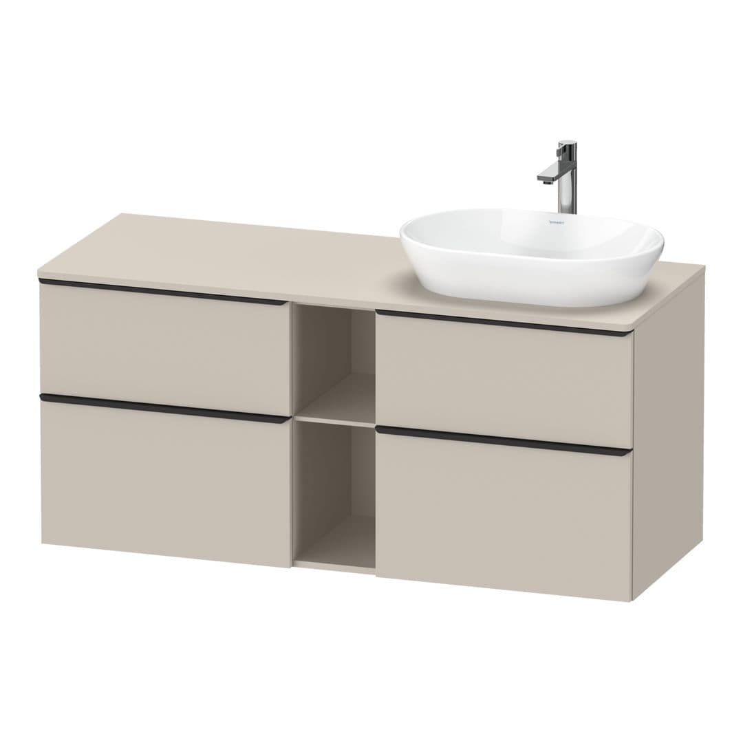 Duravit D-Neo – Έπιπλο Νιπτήρα – 1400 mm, για κονσόλα, 4 συρτάρια, νιπτήρας δεξιά, Diamond black Matt – Taupe Matt, Decor (DE4970RBD910000)