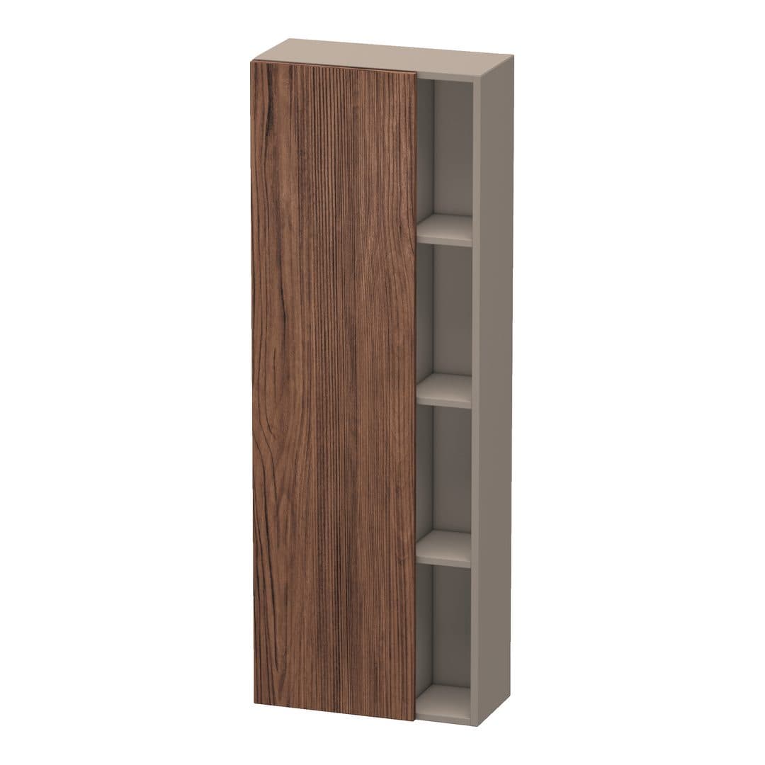 Duravit DuraStyle – Κολόνα Μπάνιου – 500 mm, 1 πόρτα, αριστερή, σώμα Basalte Matt, 500 x 240 x 1400 mm – Walnut dark Matt, Decor (DS1238L2143)