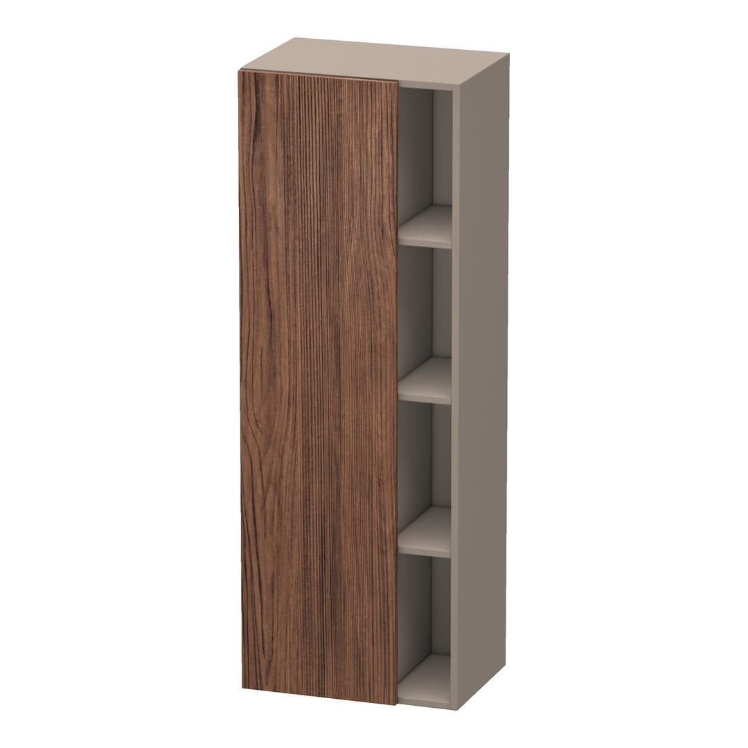 Duravit DuraStyle – Κολόνα Μπάνιου – 500 mm, 1 πόρτα, αριστερή, σώμα Basalte Matt, 500 x 360 x 1400 mm – Walnut dark Matt, Decor (DS1239L2143)
