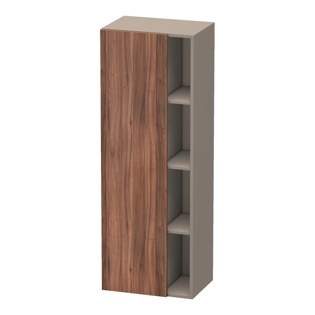 Duravit DuraStyle – Κολόνα Μπάνιου – 500 mm, 1 πόρτα, αριστερή, σώμα Basalte Matt, 500 x 360 x 1400 mm – Walnut Matt, Decor (DS1239L7943)