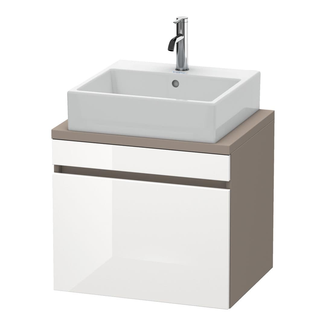 Duravit DuraStyle – Έπιπλο Νιπτήρα – 600 mm, για κονσόλα, 1 συρτάρι, νιπτήρας κέντρο, σώμα Basalte Matt, Compact – White High Gloss, Decor (DS530002243)