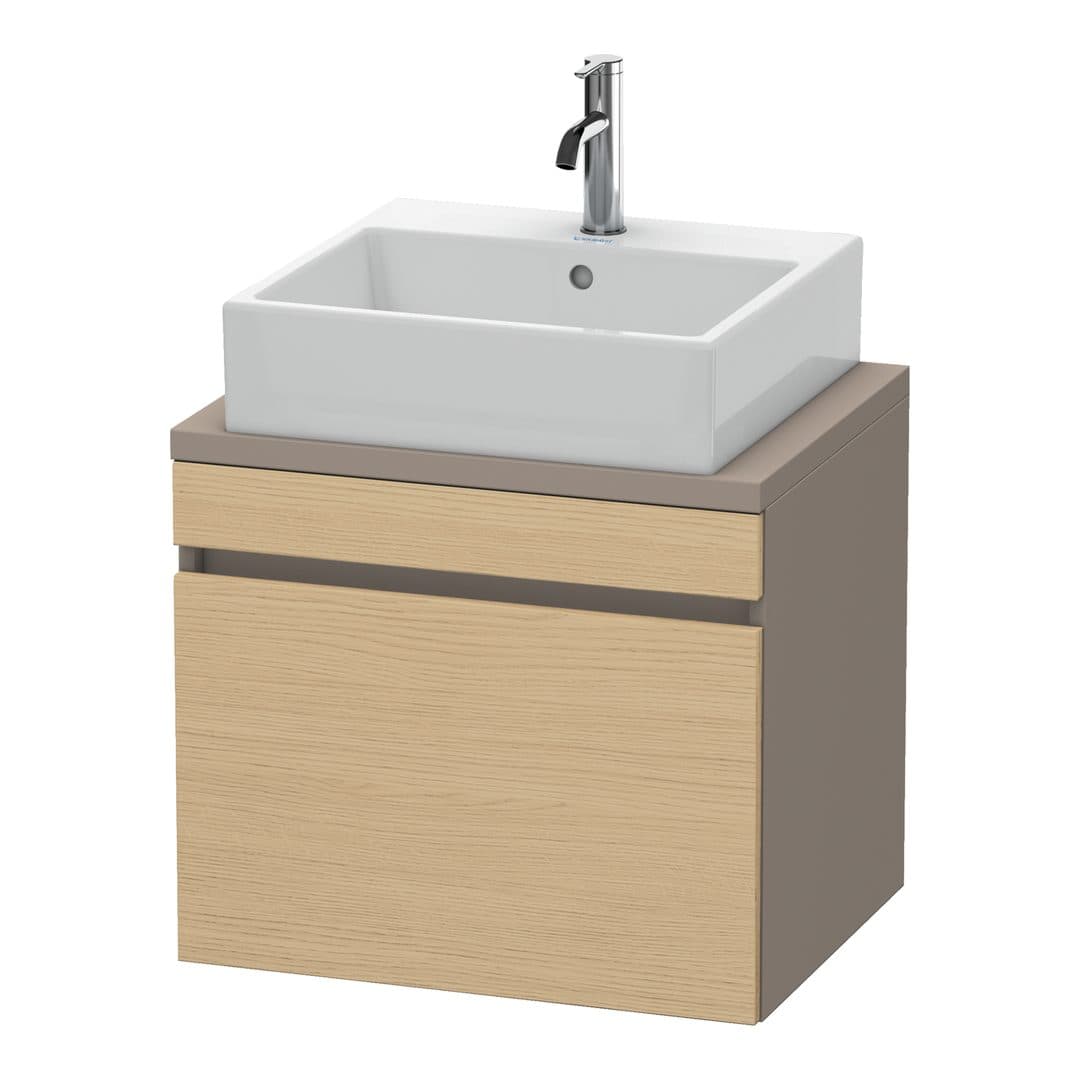 Duravit DuraStyle – Έπιπλο Νιπτήρα – 600 mm, για κονσόλα, 1 συρτάρι, νιπτήρας κέντρο, σώμα Basalte Matt, Compact – Natural oak, Decor (DS530003043)