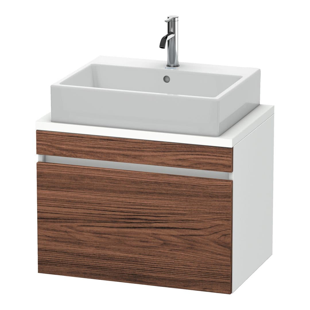 Duravit DuraStyle – Έπιπλο Νιπτήρα – 700 mm, για κονσόλα, 1 συρτάρι, νιπτήρας κέντρο, σώμα White Matt, Compact – Walnut dark Matt, Decor (DS530102118)