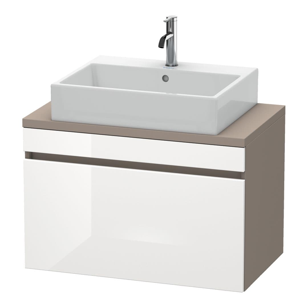 Duravit DuraStyle – Έπιπλο Νιπτήρα – 800 mm, για κονσόλα, 1 συρτάρι, νιπτήρας κέντρο, σώμα Basalte Matt, Compact – White High Gloss, Decor (DS530202243)