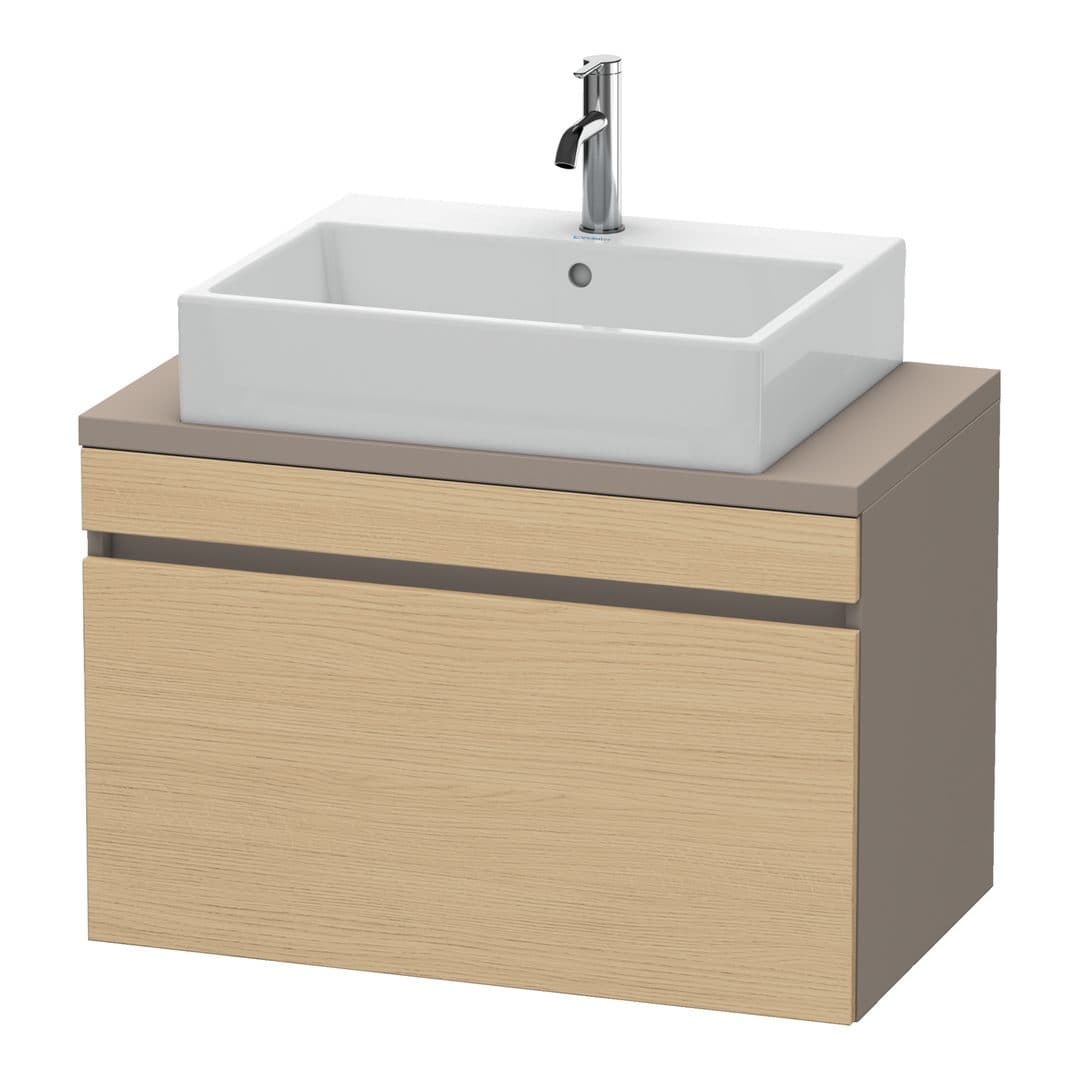 Duravit DuraStyle – Έπιπλο Νιπτήρα – 800 mm, για κονσόλα, 1 συρτάρι, νιπτήρας κέντρο, σώμα Basalte Matt, Compact – Natural oak, Decor (DS530203043)