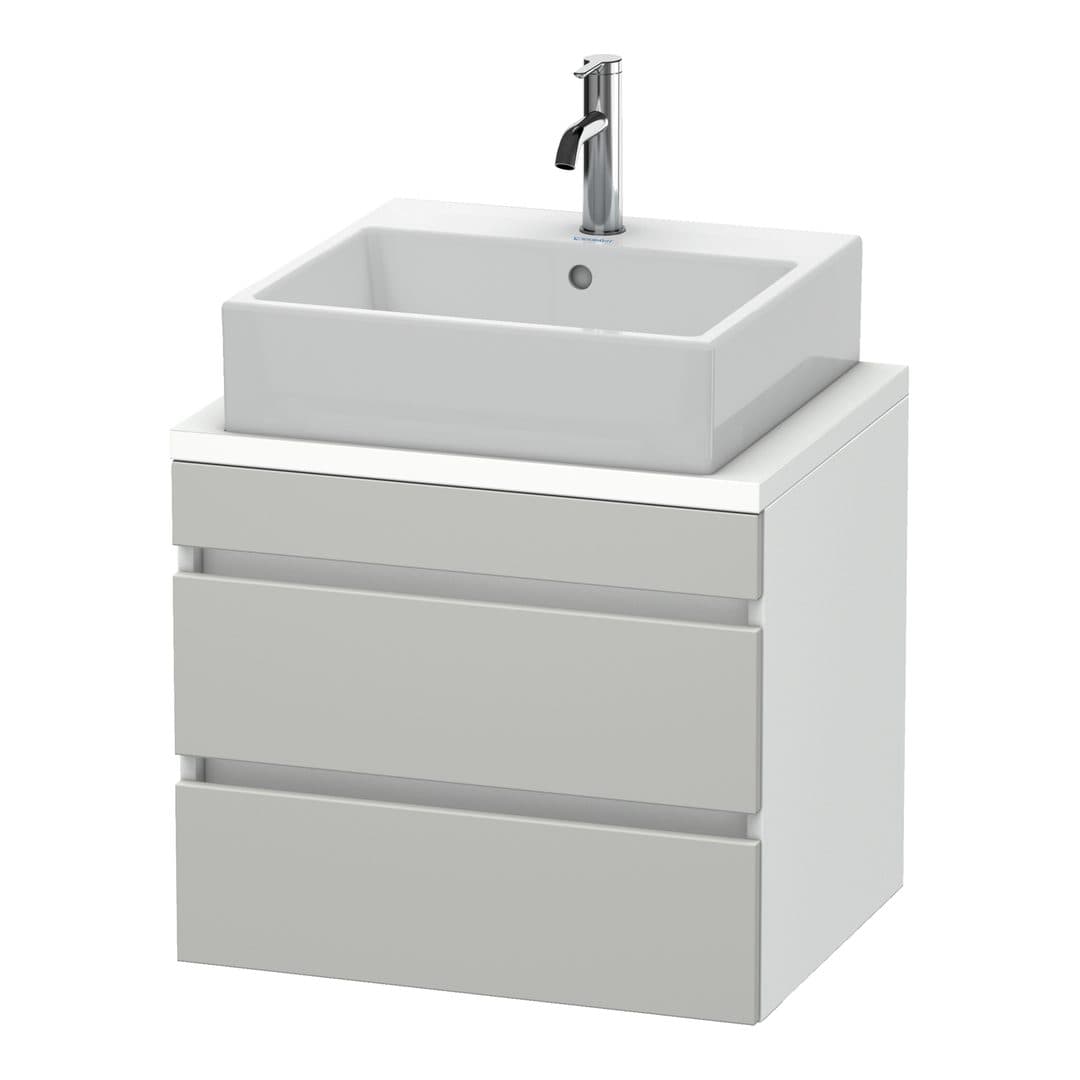 Duravit DuraStyle – Έπιπλο Νιπτήρα – 600 mm, για κονσόλα, 2 συρτάρια, νιπτήρας κέντρο, σώμα White Matt, Compact – Concrete grey Matt, Decor (DS530500718)