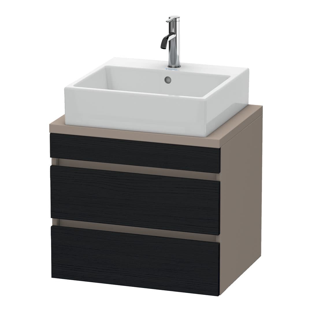 Duravit DuraStyle – Έπιπλο Νιπτήρα – 600 mm, για κονσόλα, 2 συρτάρια, νιπτήρας κέντρο, σώμα Basalte Matt, Compact – Black oak Matt, Decor (DS530501643)