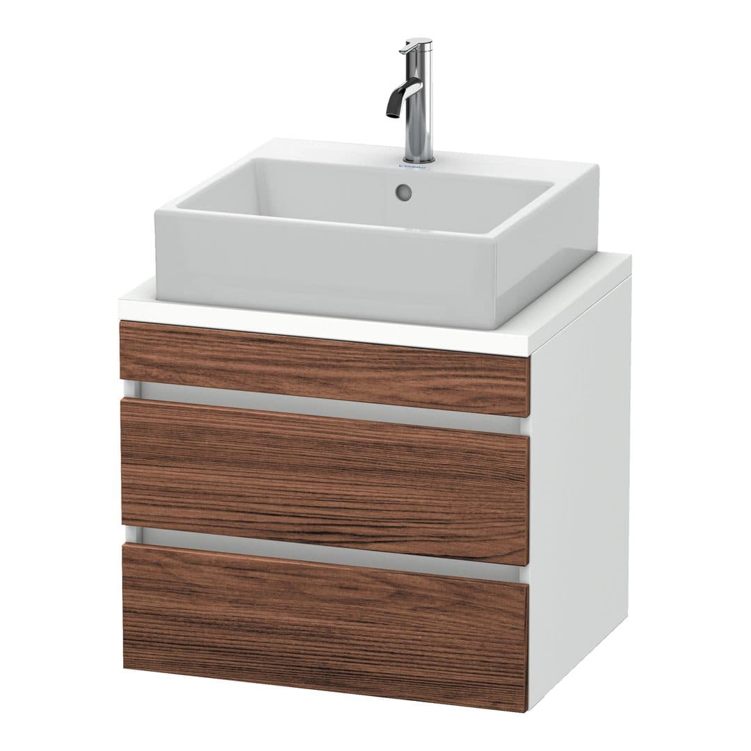 Duravit DuraStyle – Έπιπλο Νιπτήρα – 600 mm, για κονσόλα, 2 συρτάρια, νιπτήρας κέντρο, σώμα White Matt, Compact – Walnut dark Matt, Decor (DS530502118)