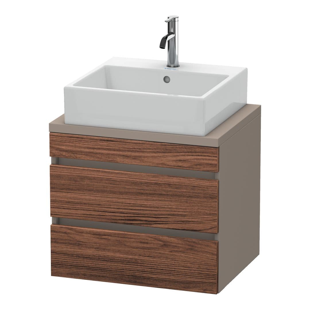 Duravit DuraStyle – Έπιπλο Νιπτήρα – 600 mm, για κονσόλα, 2 συρτάρια, νιπτήρας κέντρο, σώμα Basalte Matt, Compact – Walnut dark Matt, Decor (DS530502143)