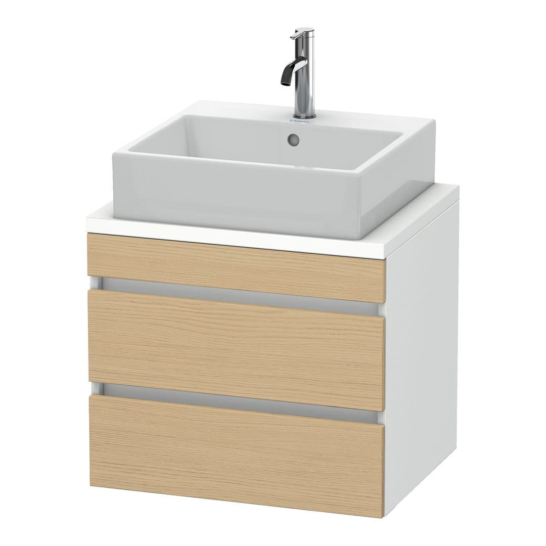 Duravit DuraStyle – Έπιπλο Νιπτήρα – 600 mm, για κονσόλα, 2 συρτάρια, νιπτήρας κέντρο, σώμα White Matt, Compact – Natural oak, Decor (DS530503018)