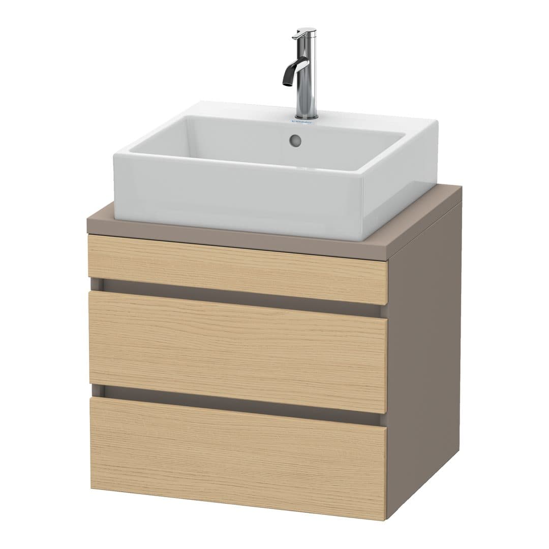 Duravit DuraStyle – Έπιπλο Νιπτήρα – 600 mm, για κονσόλα, 2 συρτάρια, νιπτήρας κέντρο, σώμα Basalte Matt, Compact – Natural oak, Decor (DS530503043)