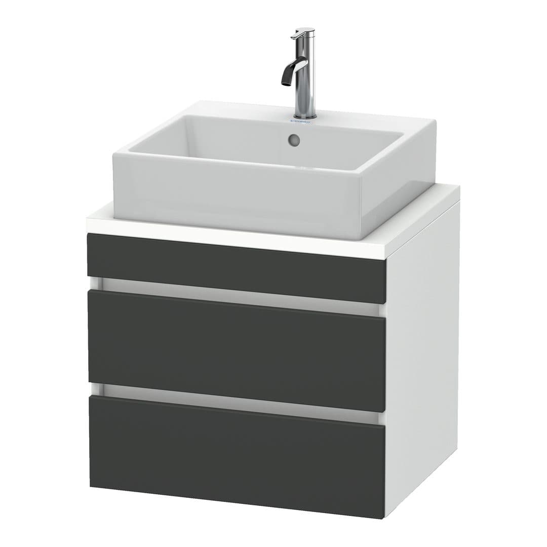 Duravit DuraStyle – Έπιπλο Νιπτήρα – 600 mm, για κονσόλα, 2 συρτάρια, νιπτήρας κέντρο, σώμα White Matt, Compact – Graphite Matt, Decor (DS530504918)