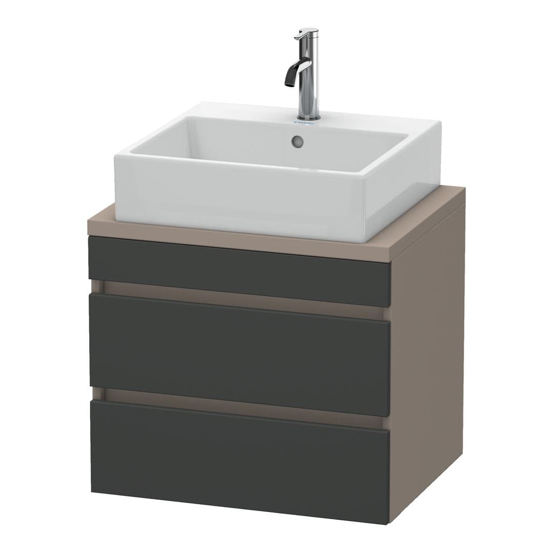 Duravit DuraStyle – Έπιπλο Νιπτήρα – 600 mm, για κονσόλα, 2 συρτάρια, νιπτήρας κέντρο, σώμα Basalte Matt, Compact – Graphite Matt, Decor (DS530504943)