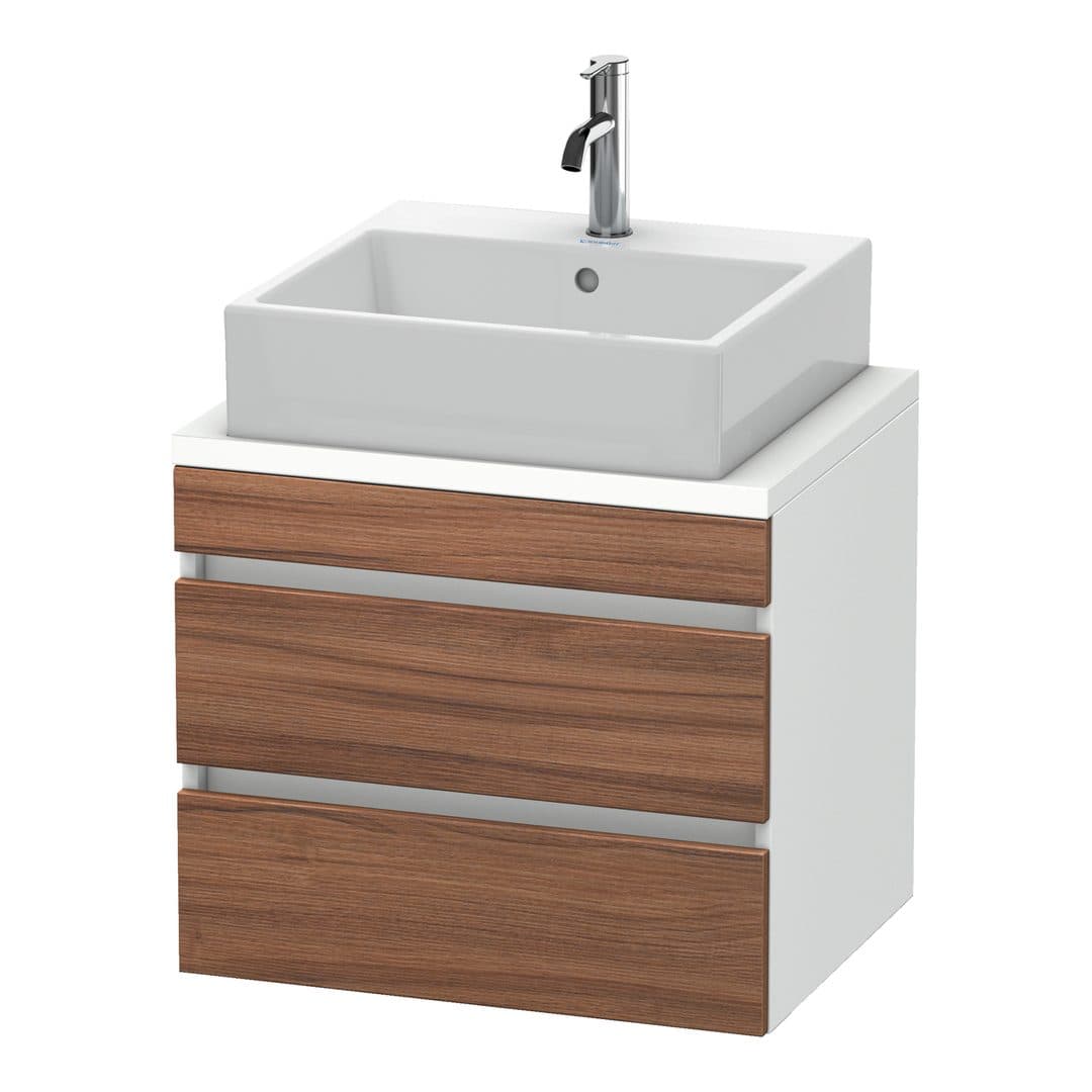 Duravit DuraStyle – Έπιπλο Νιπτήρα – 600 mm, για κονσόλα, 2 συρτάρια, νιπτήρας κέντρο, σώμα White Matt, Compact – Walnut Matt, Decor (DS530507918)