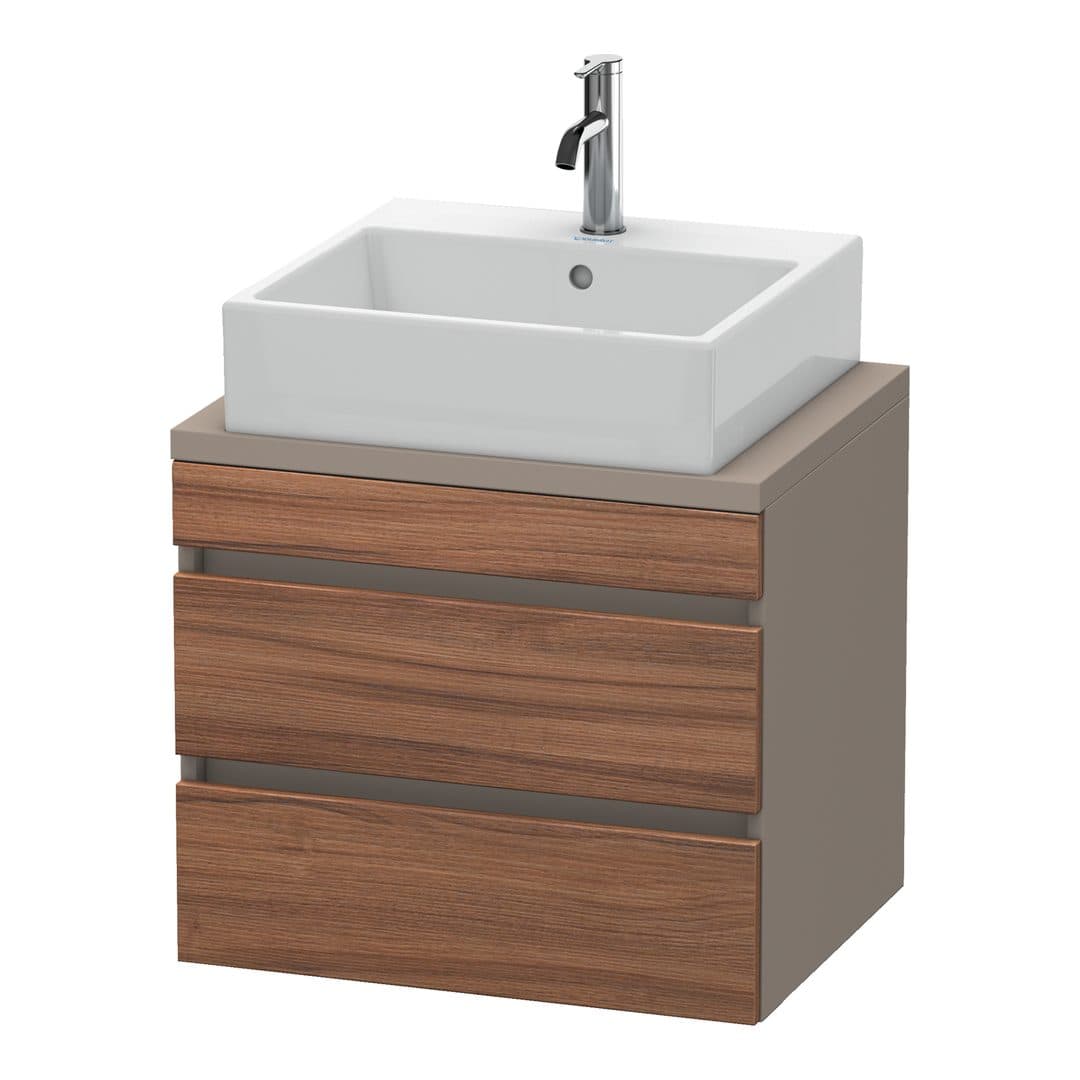 Duravit DuraStyle – Έπιπλο Νιπτήρα – 600 mm, για κονσόλα, 2 συρτάρια, νιπτήρας κέντρο, σώμα Basalte Matt, Compact – Walnut Matt, Decor (DS530507943)