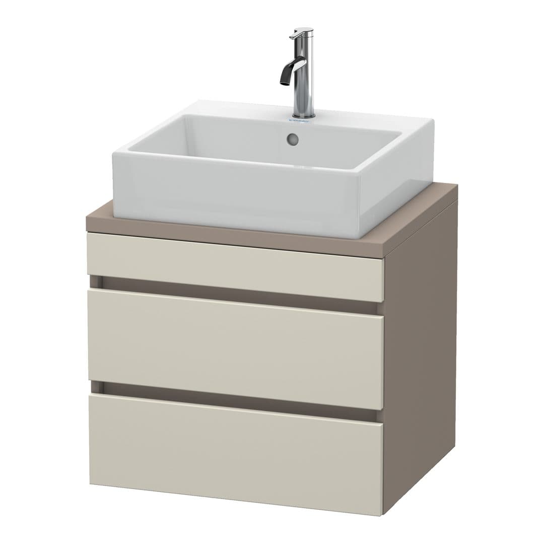 Duravit DuraStyle – Έπιπλο Νιπτήρα – 600 mm, για κονσόλα, 2 συρτάρια, νιπτήρας κέντρο, σώμα Basalte Matt, Compact – Taupe Matt, Decor (DS530509143)