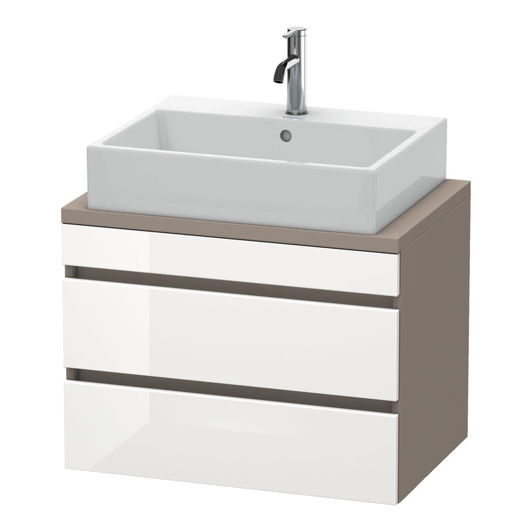 Duravit DuraStyle – Έπιπλο Νιπτήρα – 700 mm, για κονσόλα, 2 συρτάρια, νιπτήρας κέντρο, σώμα Basalte Matt, Compact – White High Gloss, Decor (DS530602243)