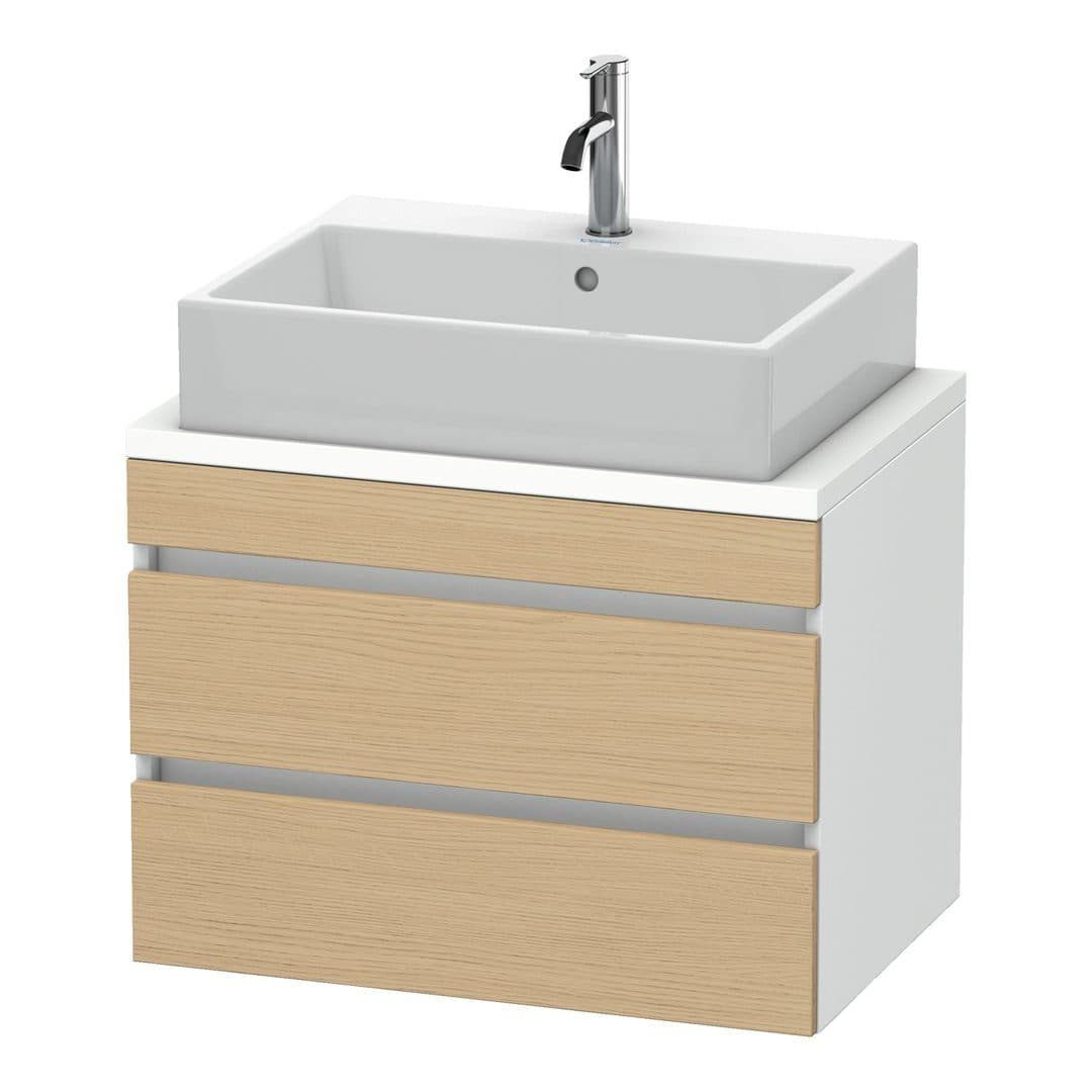 Duravit DuraStyle – Έπιπλο Νιπτήρα – 700 mm, για κονσόλα, 2 συρτάρια, νιπτήρας κέντρο, σώμα White Matt, Compact – Natural oak, Decor (DS530603018)