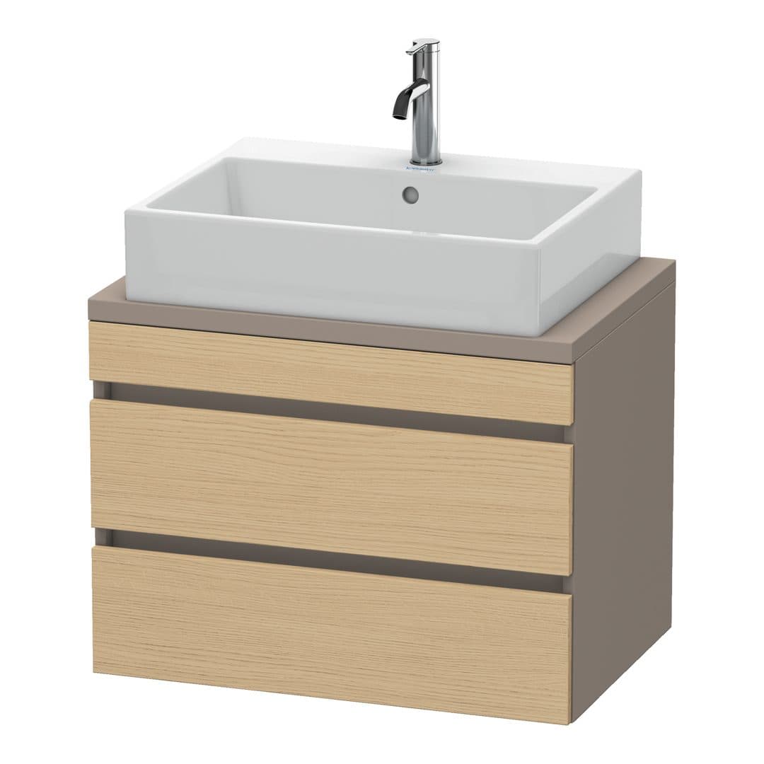 Duravit DuraStyle – Έπιπλο Νιπτήρα – 700 mm, για κονσόλα, 2 συρτάρια, νιπτήρας κέντρο, σώμα Basalte Matt, Compact – Natural oak, Decor (DS530603043)