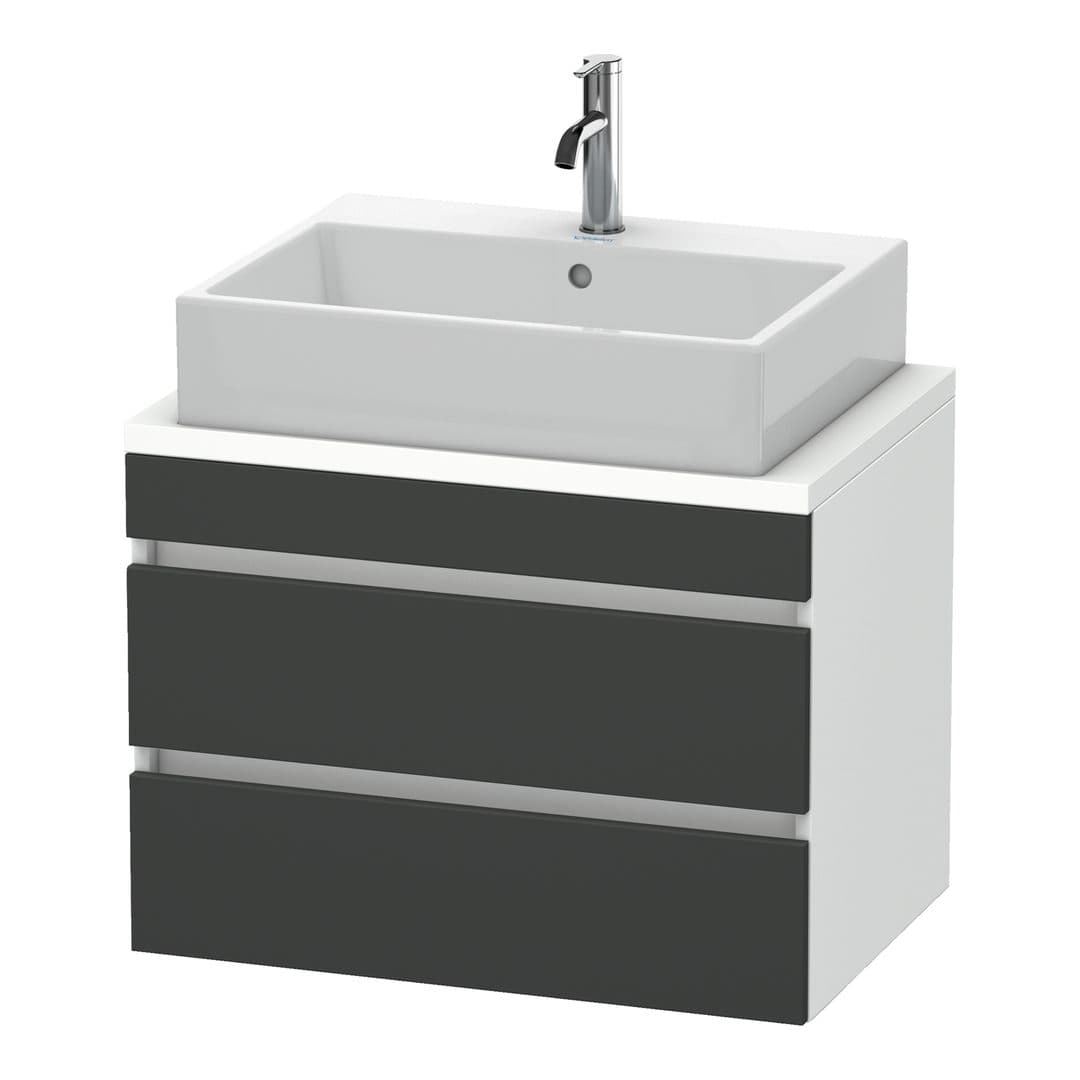 Duravit DuraStyle – Έπιπλο Νιπτήρα – 700 mm, για κονσόλα, 2 συρτάρια, νιπτήρας κέντρο, σώμα White Matt, Compact – Graphite Matt, Decor (DS530604918)