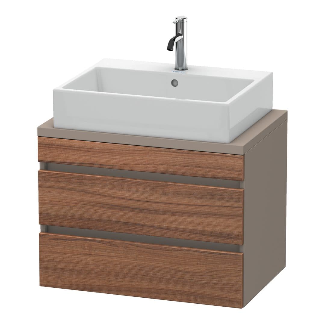 Duravit DuraStyle – Έπιπλο Νιπτήρα – 700 mm, για κονσόλα, 2 συρτάρια, νιπτήρας κέντρο, σώμα Basalte Matt, Compact – Walnut Matt, Decor (DS530607943)