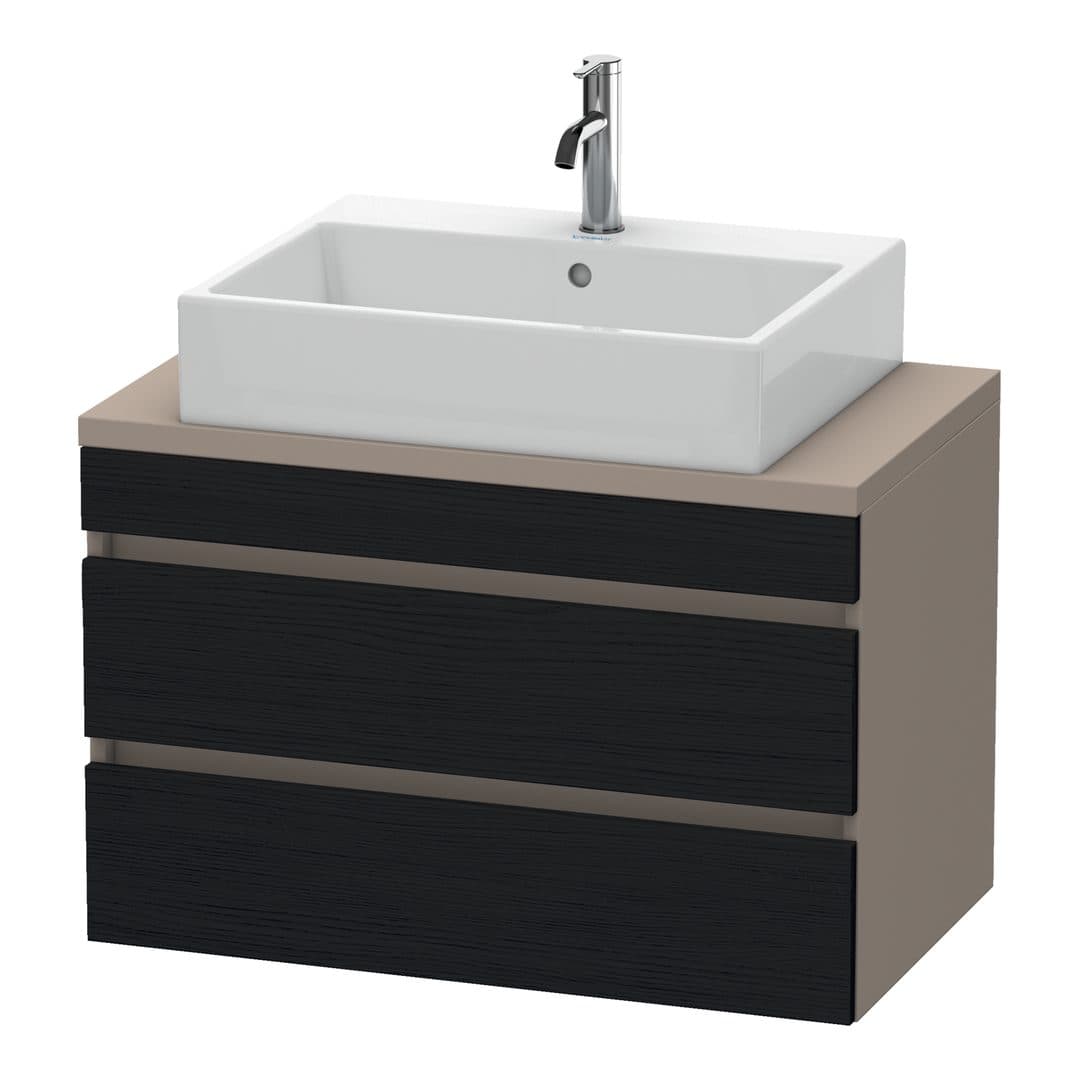 Duravit DuraStyle – Έπιπλο Νιπτήρα – 800 mm, για κονσόλα, 2 συρτάρια, νιπτήρας κέντρο, σώμα Basalte Matt, Compact – Black oak Matt, Decor (DS530701643)