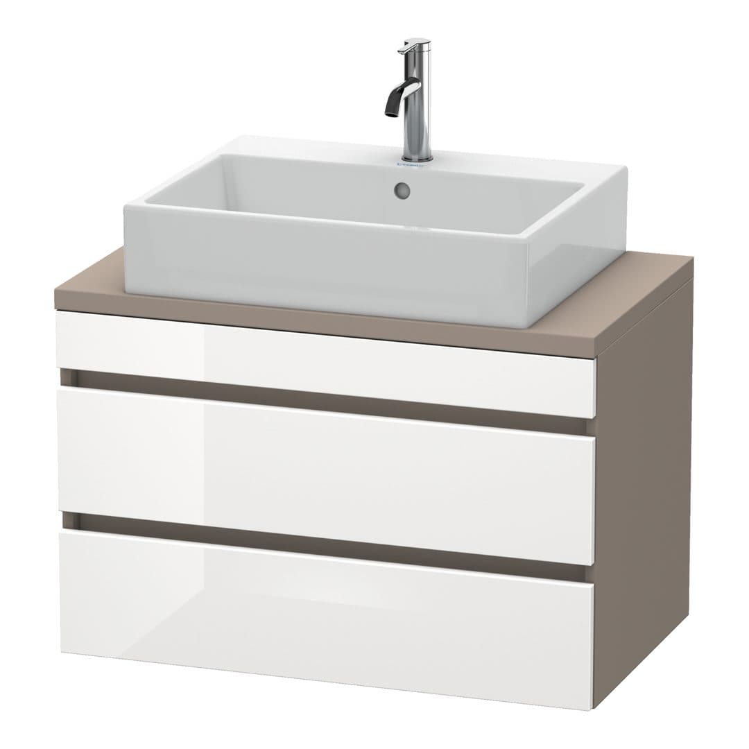 Duravit DuraStyle – Έπιπλο Νιπτήρα – 800 mm, για κονσόλα, 2 συρτάρια, νιπτήρας κέντρο, σώμα Basalte Matt, Compact – White High Gloss, Decor (DS530702243)