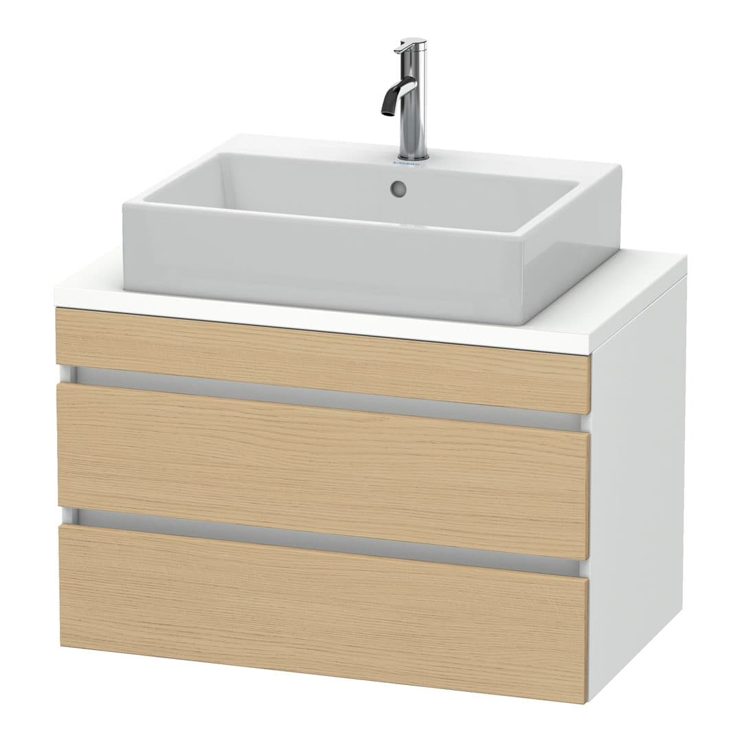 Duravit DuraStyle – Έπιπλο Νιπτήρα – 800 mm, για κονσόλα, 2 συρτάρια, νιπτήρας κέντρο, σώμα White Matt, Compact – Natural oak, Decor (DS530703018)