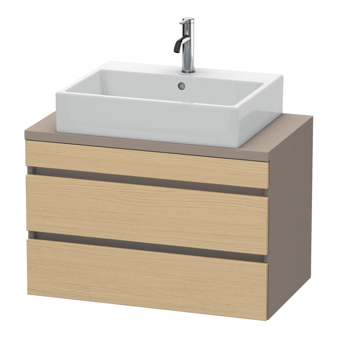 Duravit DuraStyle – Έπιπλο Νιπτήρα – 800 mm, για κονσόλα, 2 συρτάρια, νιπτήρας κέντρο, σώμα Basalte Matt, Compact – Natural oak, Decor (DS530703043)