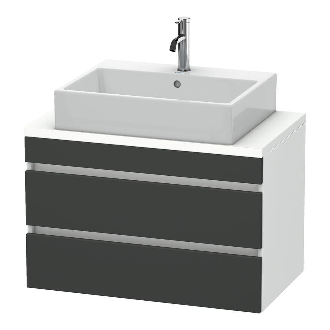 Duravit DuraStyle – Έπιπλο Νιπτήρα – 800 mm, για κονσόλα, 2 συρτάρια, νιπτήρας κέντρο, σώμα White Matt, Compact – Graphite Matt, Decor (DS530704918)