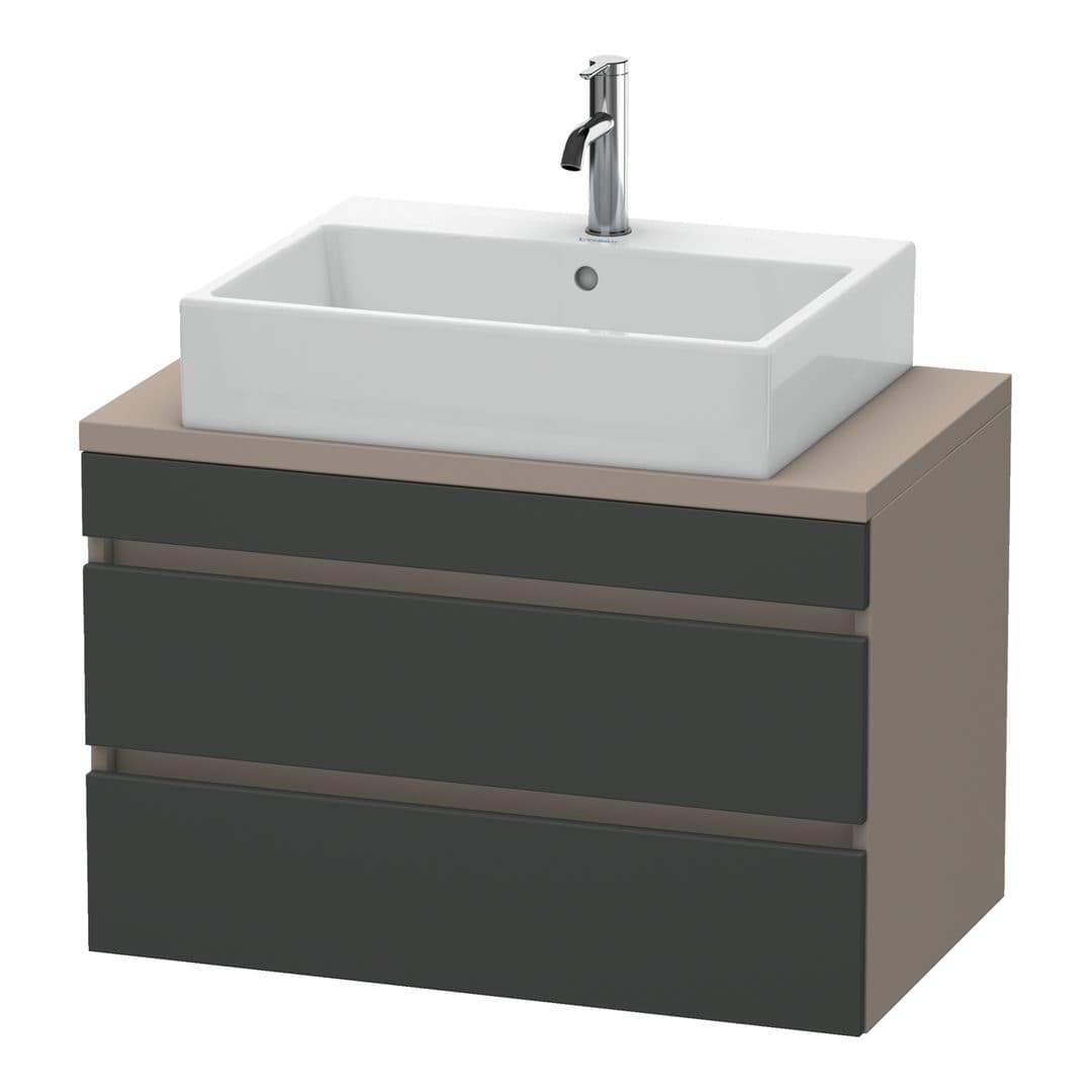 Duravit DuraStyle – Έπιπλο Νιπτήρα – 800 mm, για κονσόλα, 2 συρτάρια, νιπτήρας κέντρο, σώμα Basalte Matt, Compact – Graphite Matt, Decor (DS530704943)