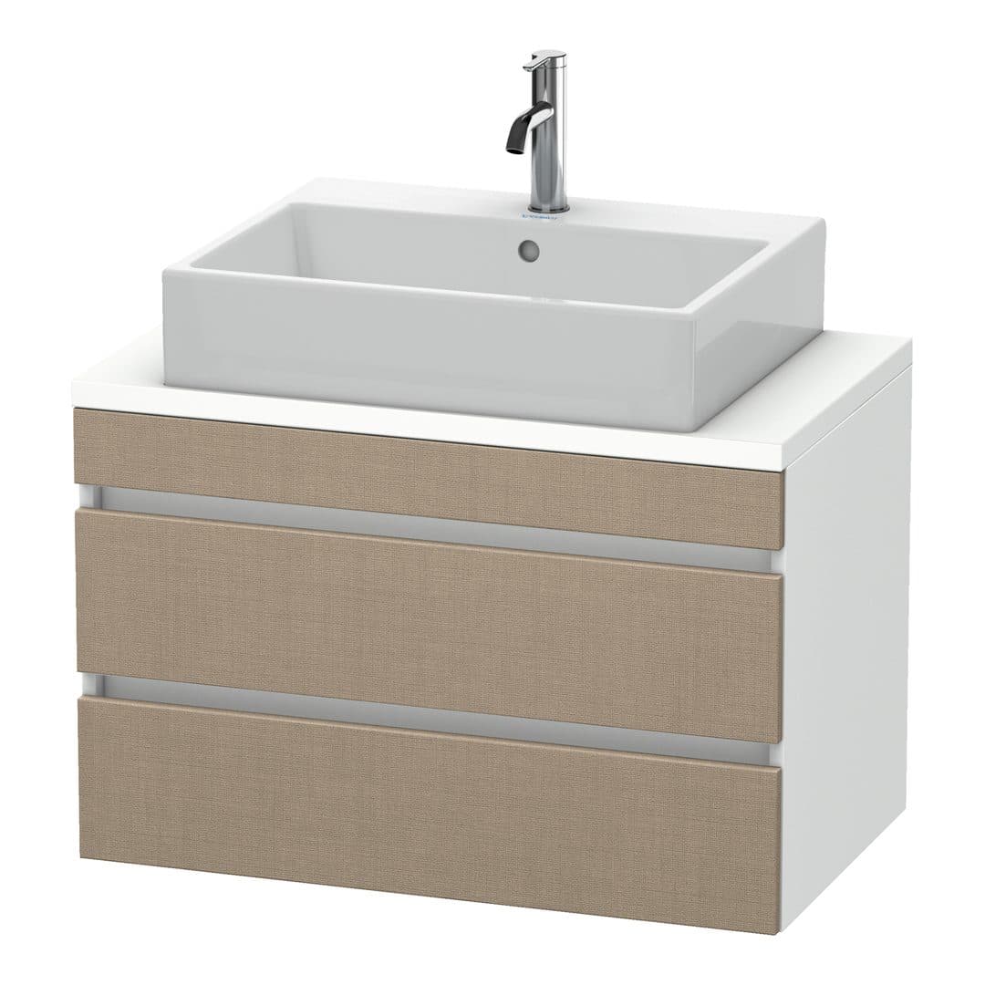 Duravit DuraStyle – Έπιπλο Νιπτήρα – 800 mm, για κονσόλα, 2 συρτάρια, νιπτήρας κέντρο, σώμα White Matt, Compact – Linen Matt, Decor (DS530707518)