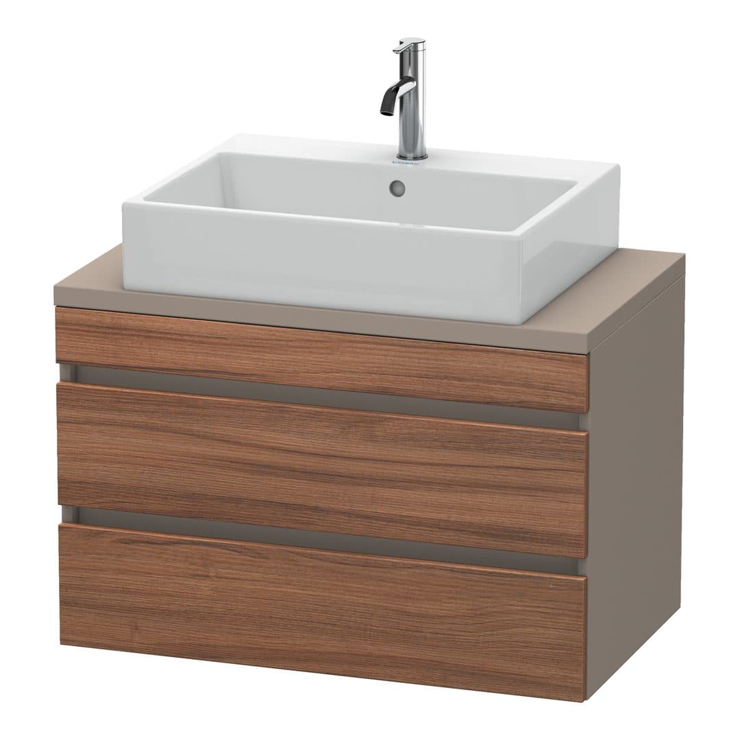 Duravit DuraStyle – Έπιπλο Νιπτήρα – 800 mm, για κονσόλα, 2 συρτάρια, νιπτήρας κέντρο, σώμα Basalte Matt, Compact – Walnut Matt, Decor (DS530707943)