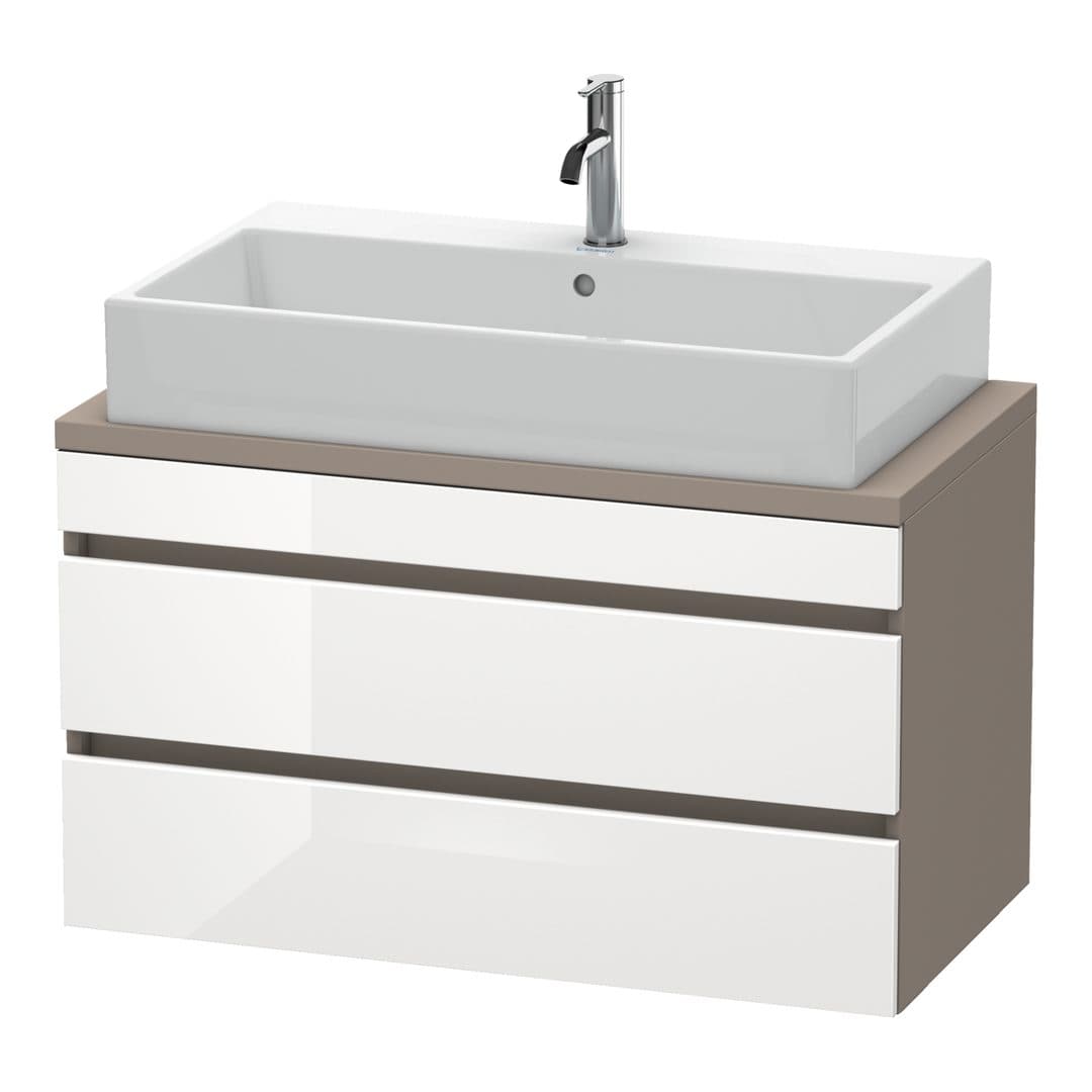 Duravit DuraStyle – Έπιπλο Νιπτήρα – 900 mm, για κονσόλα, 2 συρτάρια, νιπτήρας κέντρο, σώμα Basalte Matt, Compact – White High Gloss, Decor (DS530802243)