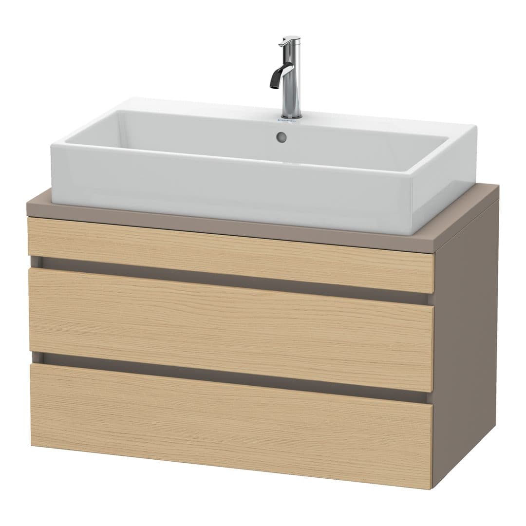 Duravit DuraStyle – Έπιπλο Νιπτήρα – 900 mm, για κονσόλα, 2 συρτάρια, νιπτήρας κέντρο, σώμα Basalte Matt, Compact – Natural oak, Decor (DS530803043)