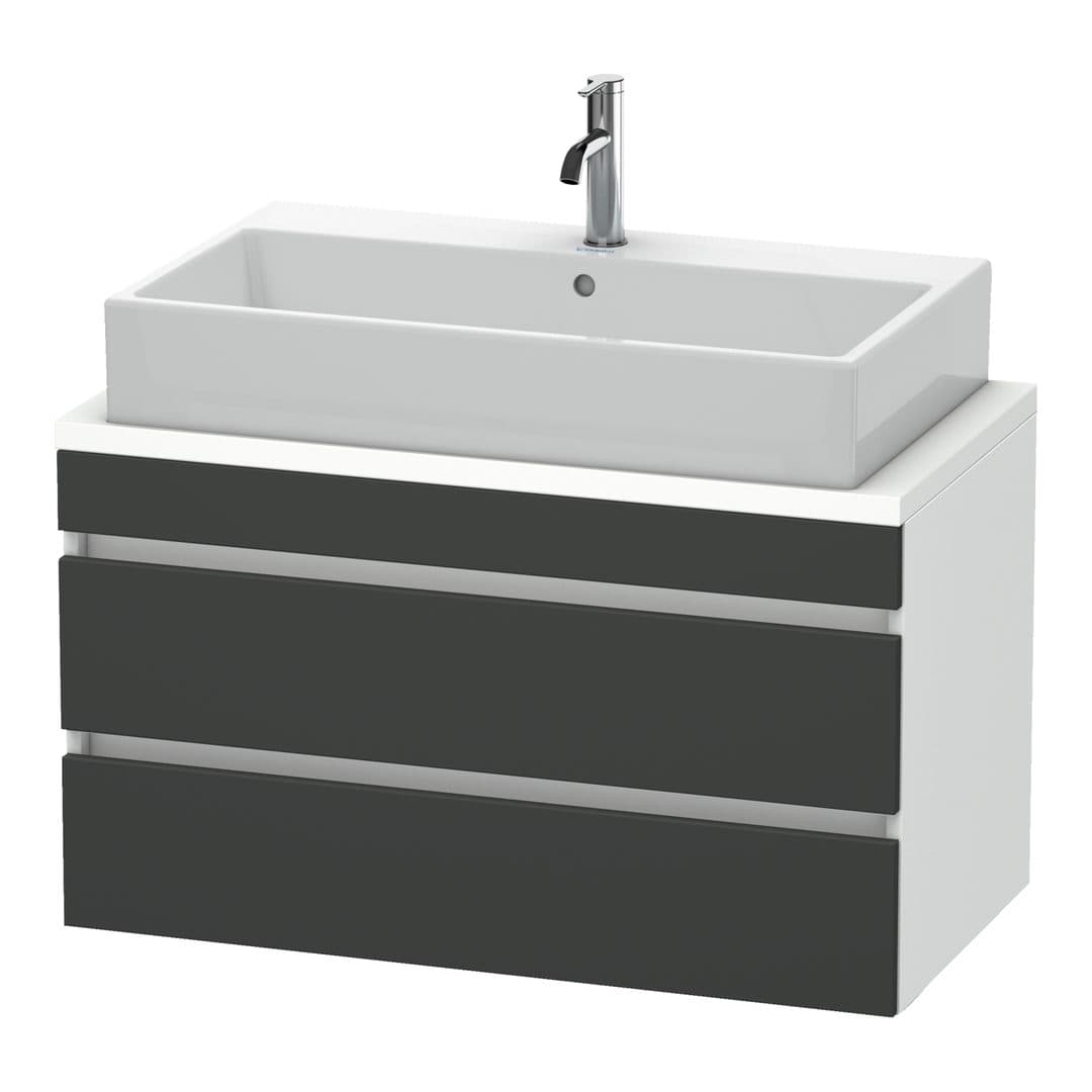 Duravit DuraStyle – Έπιπλο Νιπτήρα – 900 mm, για κονσόλα, 2 συρτάρια, νιπτήρας κέντρο, σώμα White Matt, Compact – Graphite Matt, Decor (DS530804918)