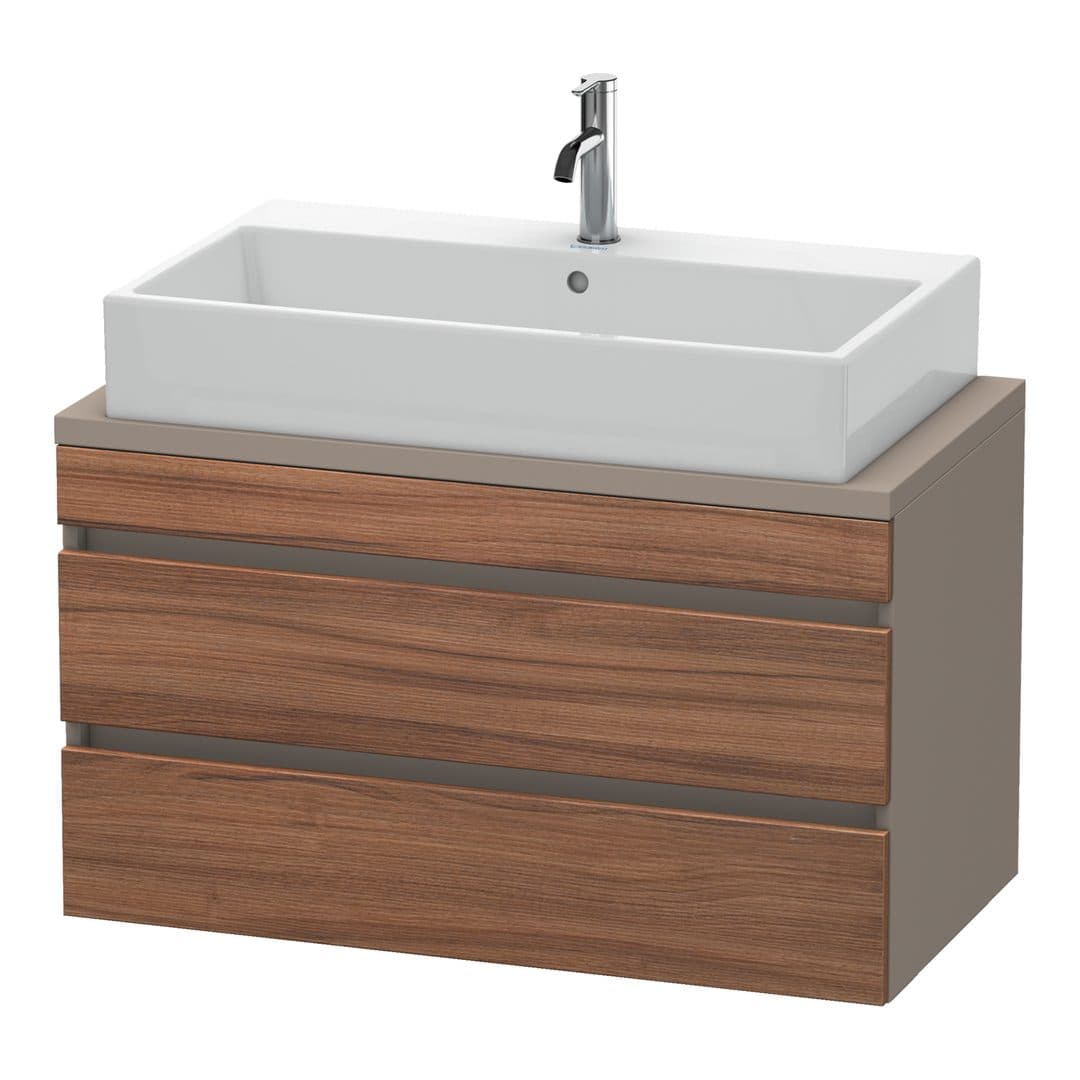 Duravit DuraStyle – Έπιπλο Νιπτήρα – 900 mm, για κονσόλα, 2 συρτάρια, νιπτήρας κέντρο, σώμα Basalte Matt, Compact – Walnut Matt, Decor (DS530807943)