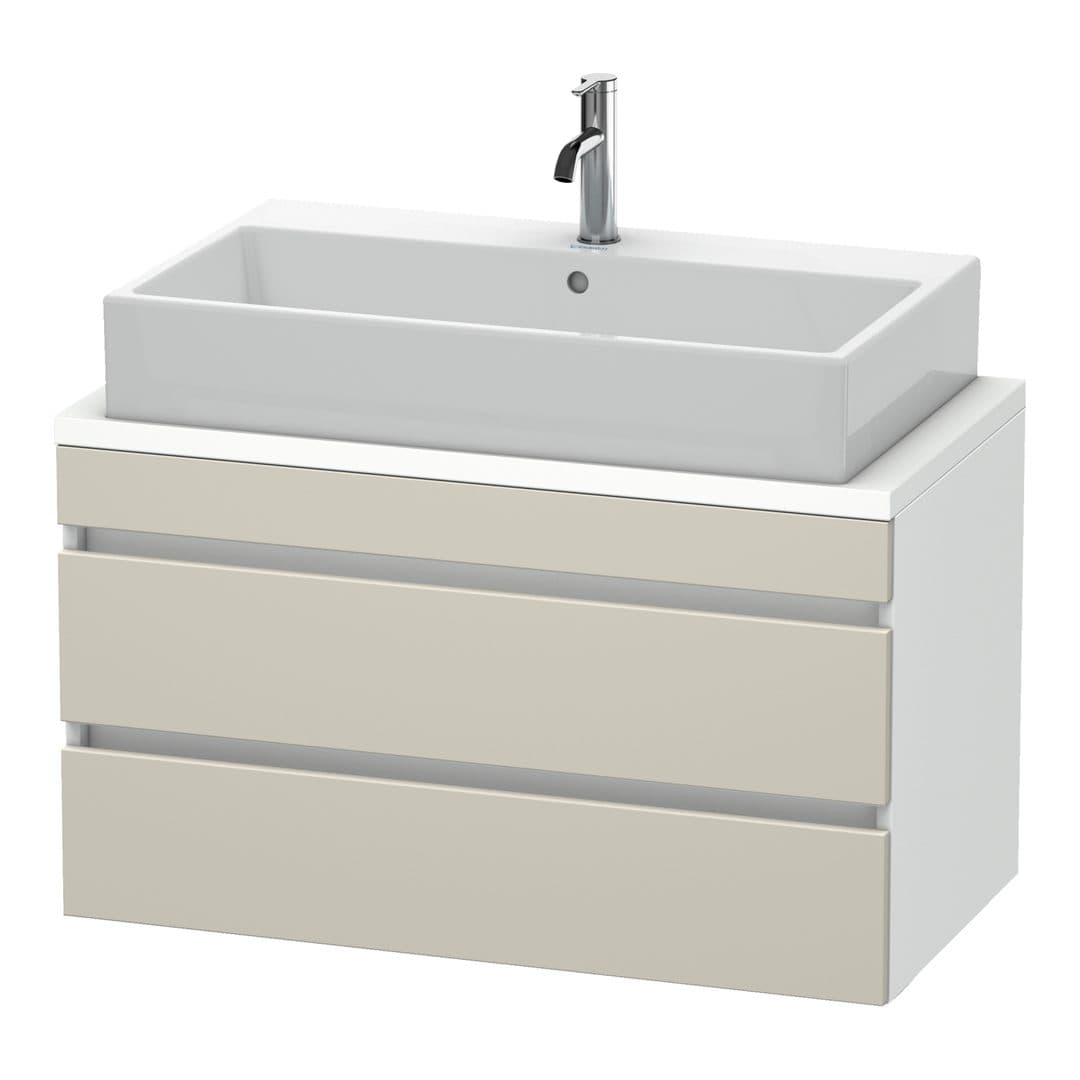 Duravit DuraStyle – Έπιπλο Νιπτήρα – 900 mm, για κονσόλα, 2 συρτάρια, νιπτήρας κέντρο, σώμα White Matt, Compact – Taupe Matt, Decor (DS530809118)