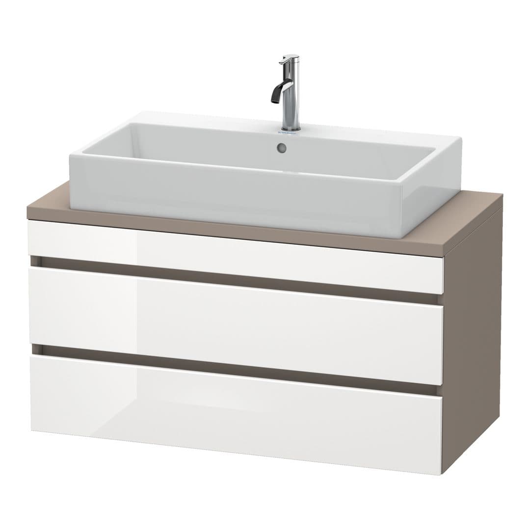Duravit DuraStyle – Έπιπλο Νιπτήρα – 1000 mm, για κονσόλα, 2 συρτάρια, νιπτήρας κέντρο, σώμα Basalte Matt, Compact – White High Gloss, Decor (DS530902243)