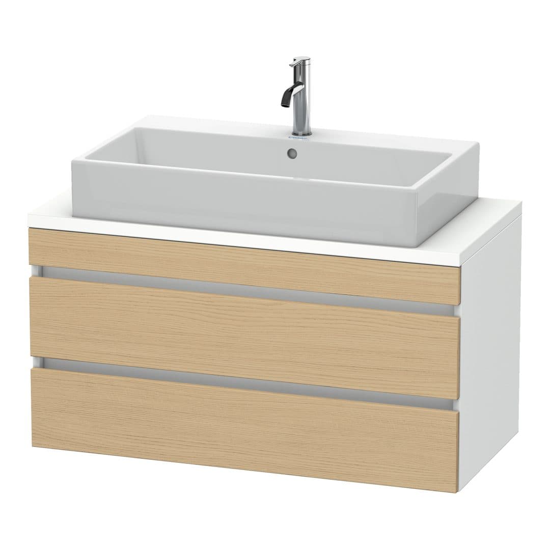 Duravit DuraStyle – Έπιπλο Νιπτήρα – 1000 mm, για κονσόλα, 2 συρτάρια, νιπτήρας κέντρο, σώμα White Matt, Compact – Natural oak, Decor (DS530903018)