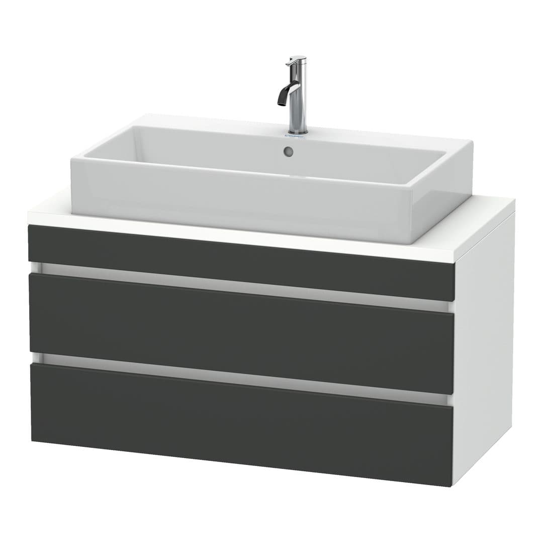 Duravit DuraStyle – Έπιπλο Νιπτήρα – 1000 mm, για κονσόλα, 2 συρτάρια, νιπτήρας κέντρο, σώμα White Matt, Compact – Graphite Matt, Decor (DS530904918)