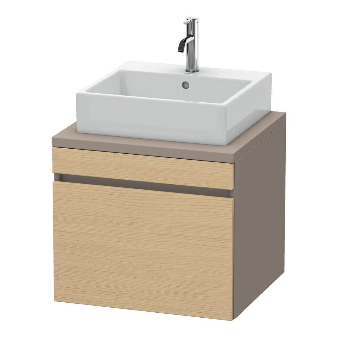 Duravit DuraStyle – Έπιπλο Νιπτήρα – 600 mm, για κονσόλα, 1 συρτάρι, νιπτήρας κέντρο, σώμα Basalte Matt – Natural oak, Decor (DS531003043)