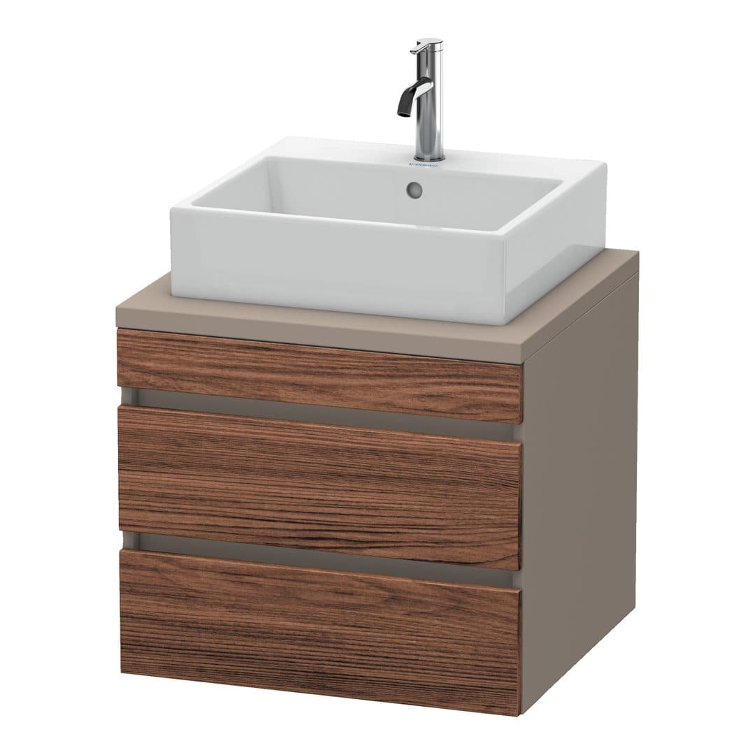 Duravit DuraStyle – Έπιπλο Νιπτήρα – 600 mm, για κονσόλα, 2 συρτάρια, νιπτήρας κέντρο, σώμα Basalte Matt – Walnut dark Matt, Decor (DS531502143)