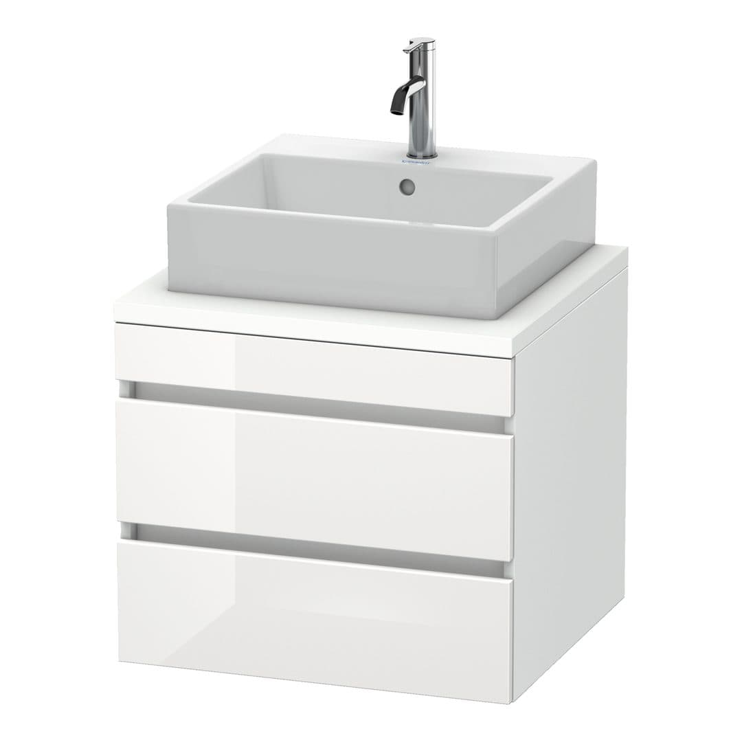 Duravit DuraStyle – Έπιπλο Νιπτήρα – 600 mm, για κονσόλα, 2 συρτάρια, νιπτήρας κέντρο, White Matt – White High Gloss, Decor (DS531502218)