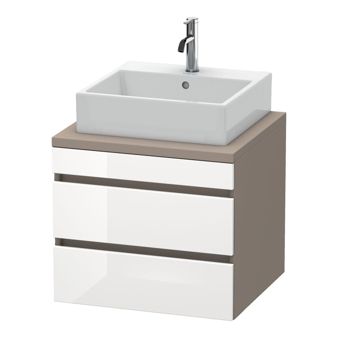 Duravit DuraStyle – Έπιπλο Νιπτήρα – 600 mm, για κονσόλα, 2 συρτάρια, νιπτήρας κέντρο, σώμα Basalte Matt – White High Gloss, Decor (DS531502243)
